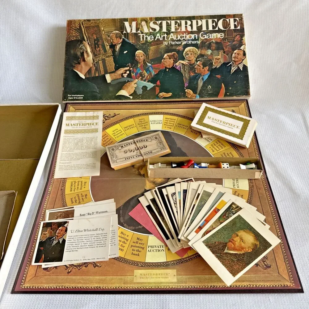 RARE Vintage 1970 Masterpiece - The Art Auction Game Parker Brothers Board Game